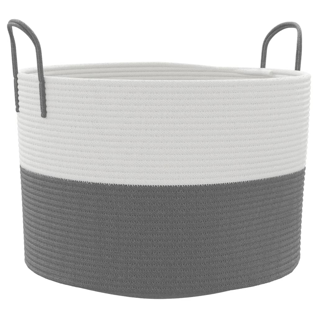 Storage Basket Grey and White Ø51x33 cm Cotton