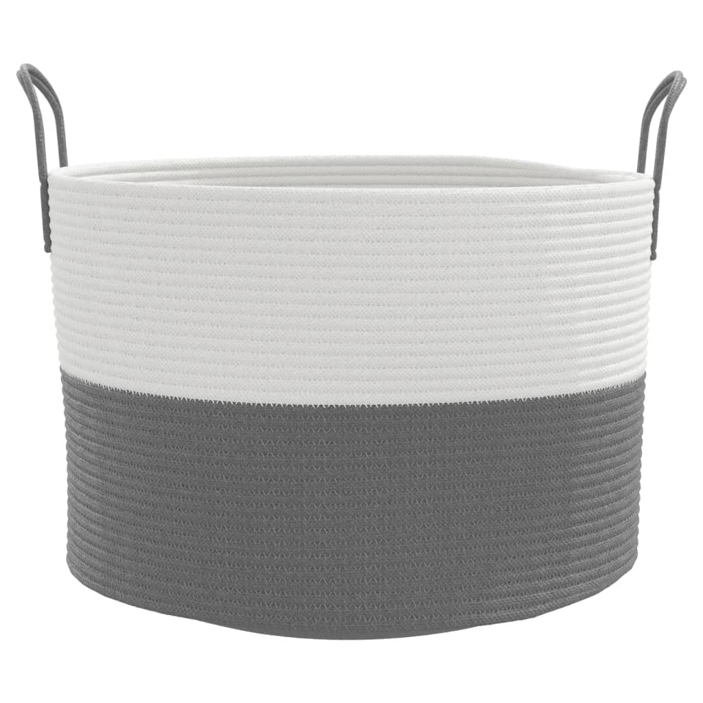 Storage Basket Grey and White Ø51x33 cm Cotton