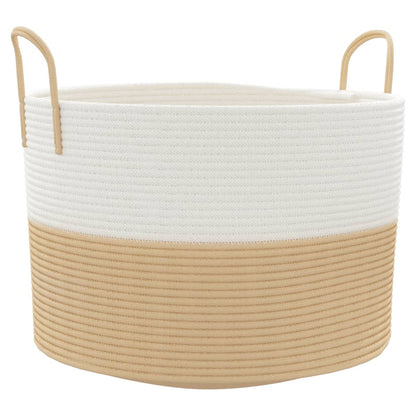 Storage Basket Beige and White Ø51x33 cm Cotton