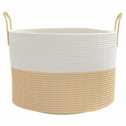 Storage Basket Beige and White Ø51x33 cm Cotton