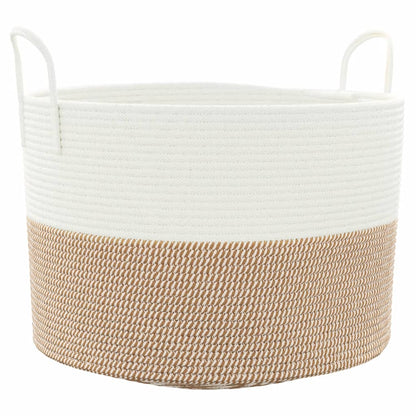 Storage Basket Brown and White Ø51x33 cm Cotton