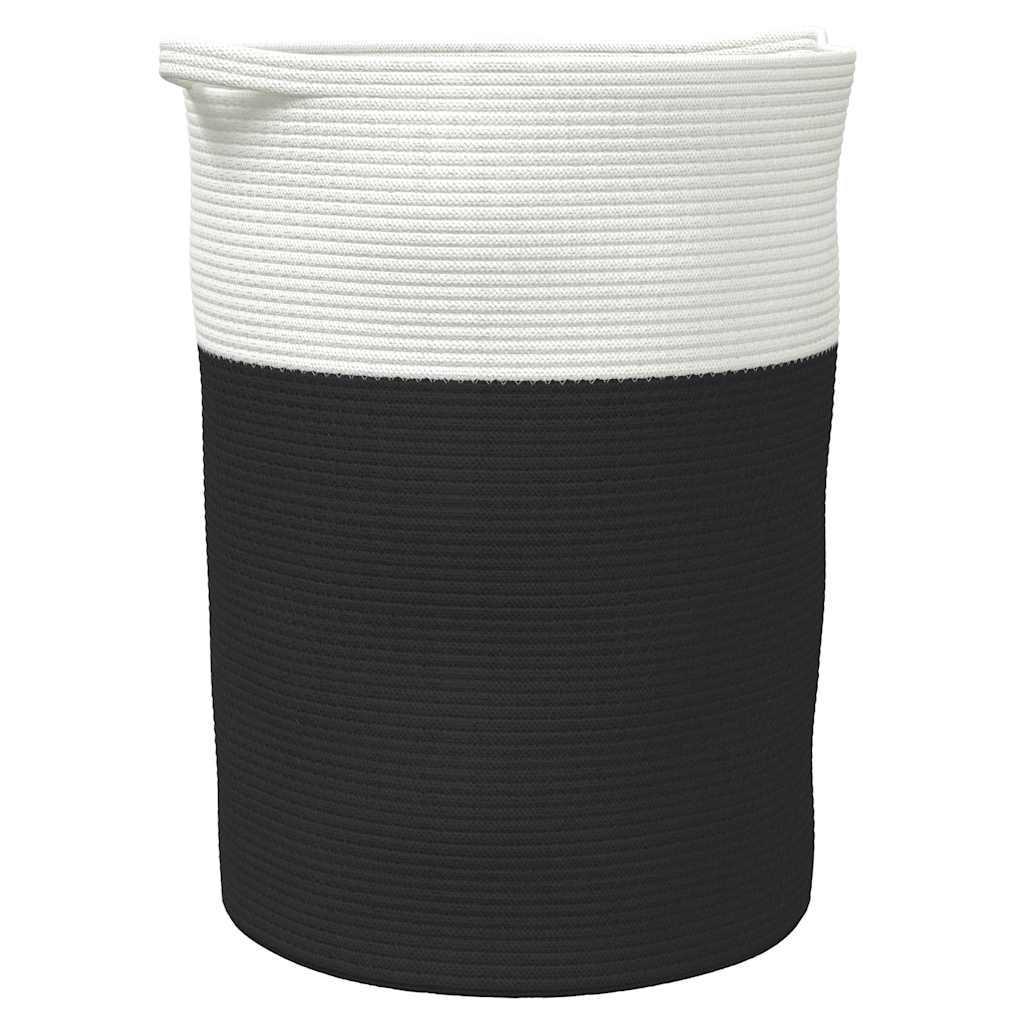 Storage Basket Black and White Ø49x65 cm Cotton