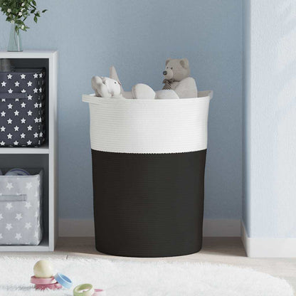 Storage Basket Black and White Ø49x65 cm Cotton