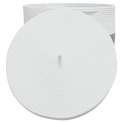 Storage Basket with Lid White and Black Ø40x35 cm Cotton