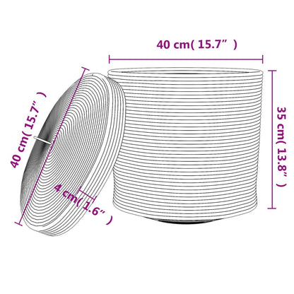 Storage Basket with Lid White and Black Ø40x35 cm Cotton