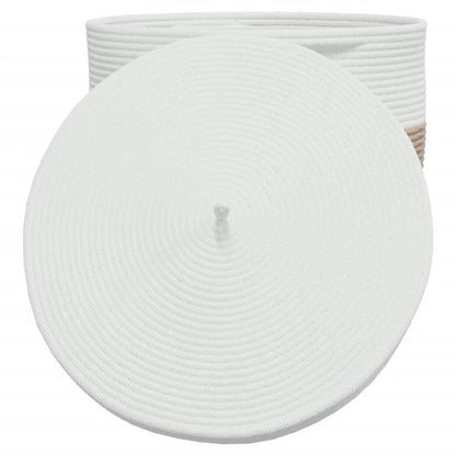 Storage Basket with Lid Brown and White Ø40x35 cm Cotton