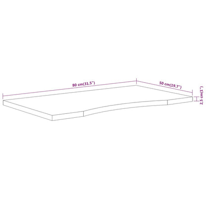 Desk Top 80x50x2.5 cm Rectangular Solid Wood Acacia