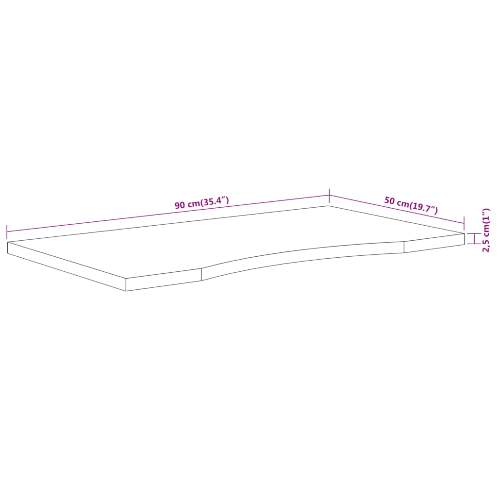 Desk Top 90x50x2.5 cm Rectangular Solid Wood Acacia