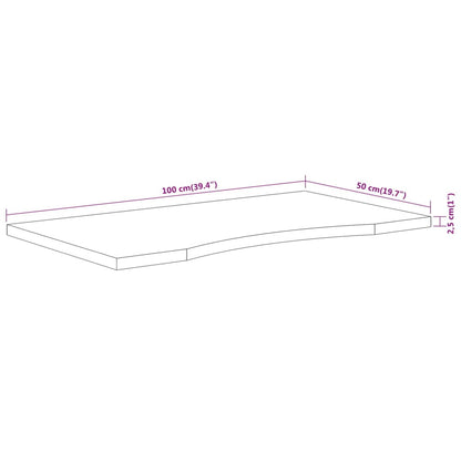 Desk Top 100x50x2.5 cm Rectangular Solid Wood Acacia