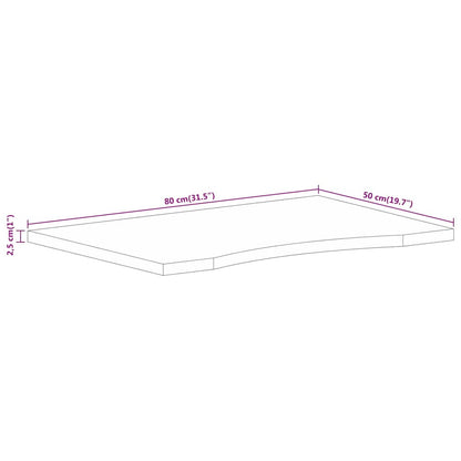 Desk Top with Curve 80x50x2.5 cm Solid Wood Rough Mango