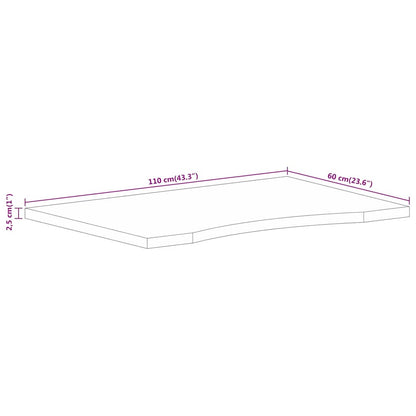 Desk Top with Curve 110x60x2.5 cm Solid Wood Rough Mango