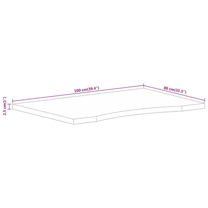 Desk Top with Curve 100x80x2.5 cm Solid Wood Rough Mango