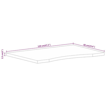 Desk Top with Curve 120x60x2.5 cm Solid Wood Rough Mango
