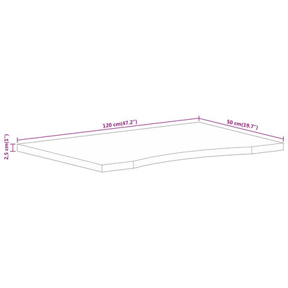 Desk Top with Curve 120x50x2.5 cm Solid Wood Rough Mango