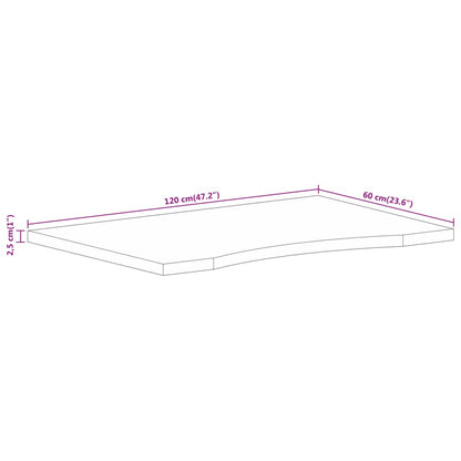 Desk Top with Curve 120x60x2.5 cm Solid Wood Rough Mango