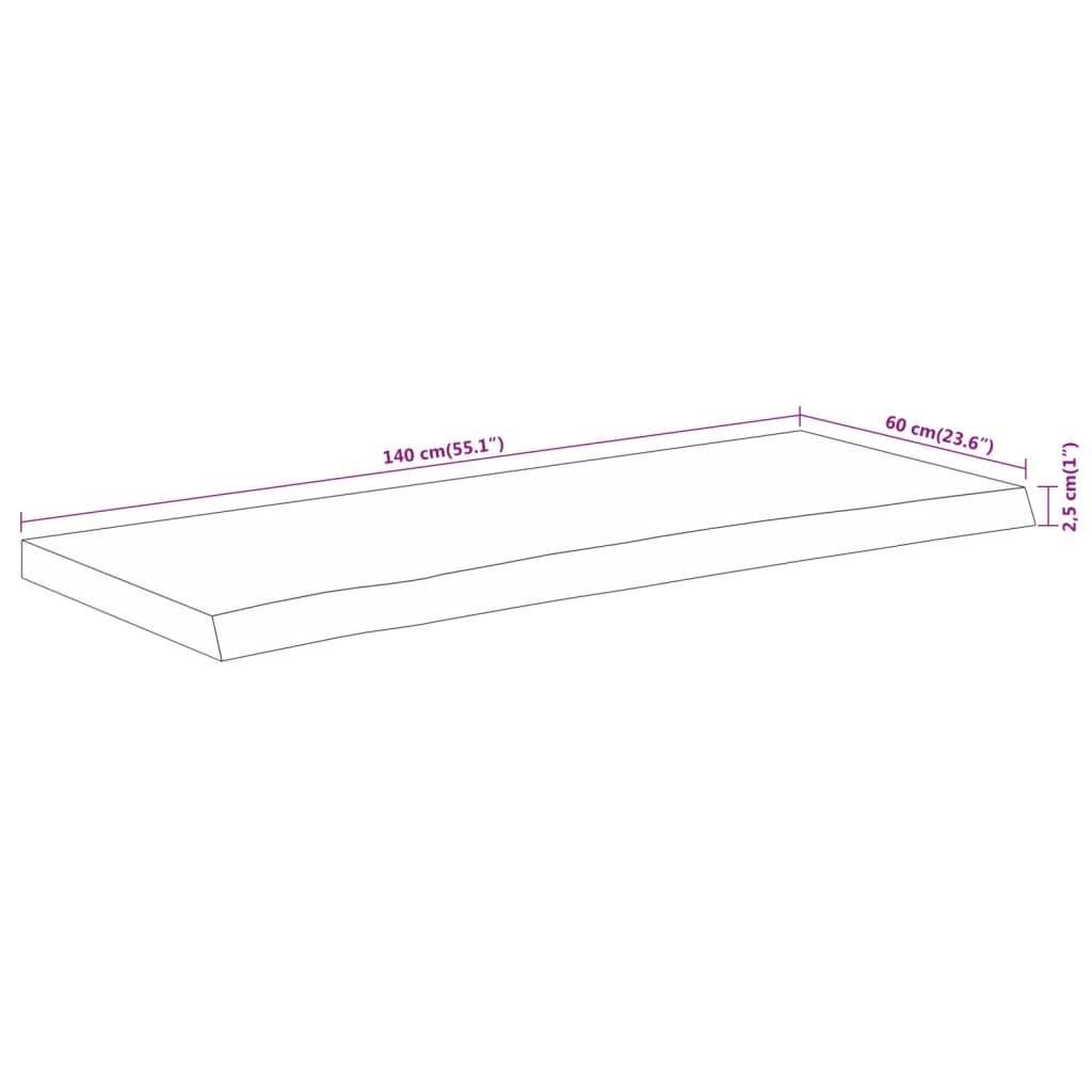Bathroom Countertop 140x60x2.5 cm Rectangular Solid Wood Acacia