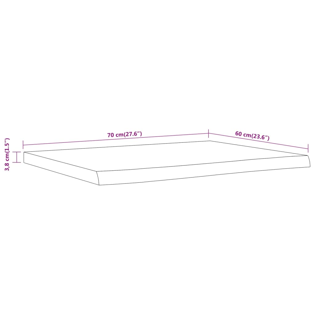 Bathroom Countertop 70x60x3.8 cm Rectangular Solid Wood Acacia