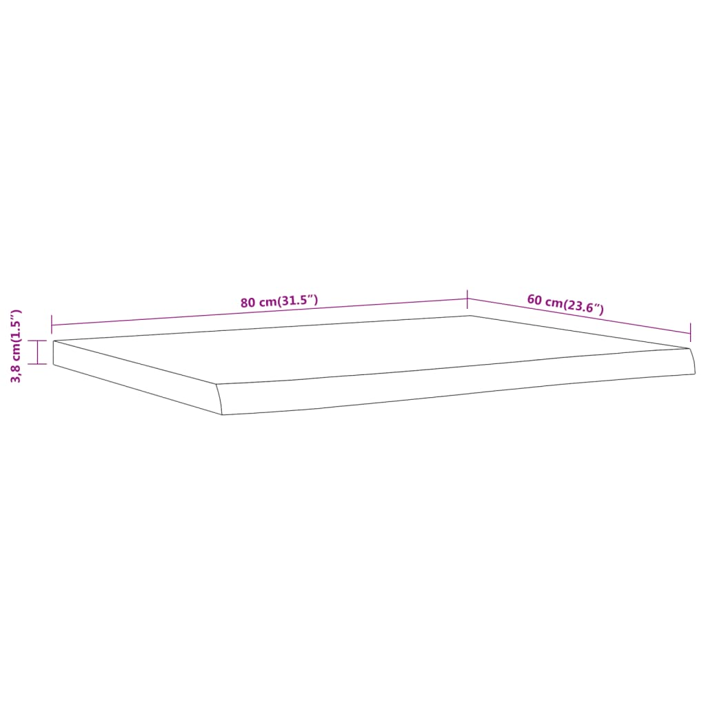 Bathroom Countertop 80x60x3.8 cm Rectangular Solid Wood Acacia