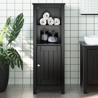 Bathroom Cabinet BERG Black 40x34x110 cm Solid Wood Pine