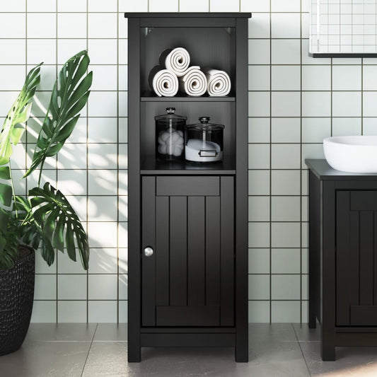 Bathroom Cabinet BERG Black 40x34x110 cm Solid Wood Pine