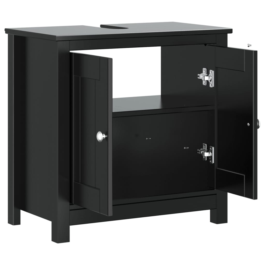 Bathroom Sink Cabinet BERG Black 60x34x59 cm Solid Wood Pine