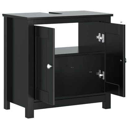 Bathroom Sink Cabinet BERG Black 60x34x59 cm Solid Wood Pine