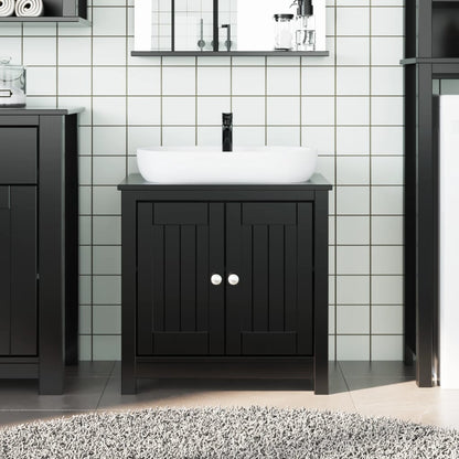 Bathroom Sink Cabinet BERG Black 60x34x59 cm Solid Wood Pine