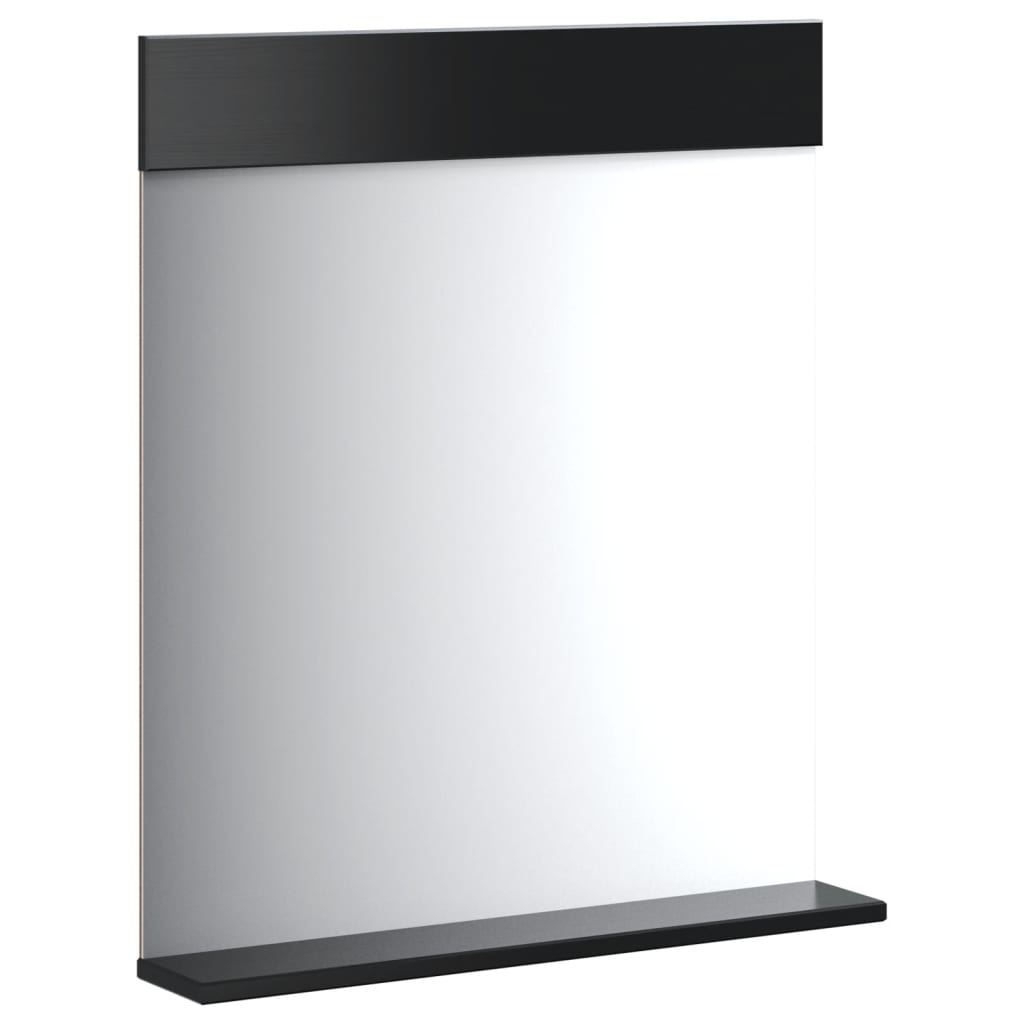 Bathroom Mirror with Shelf BERG Black 60x12x70 cm Solid Wood