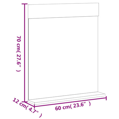Bathroom Mirror with Shelf BERG Black 60x12x70 cm Solid Wood