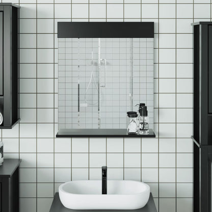 Bathroom Mirror with Shelf BERG Black 60x12x70 cm Solid Wood