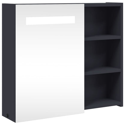 Bathroom Mirror Cabinet with LED Light Grey 60x13x52 cm