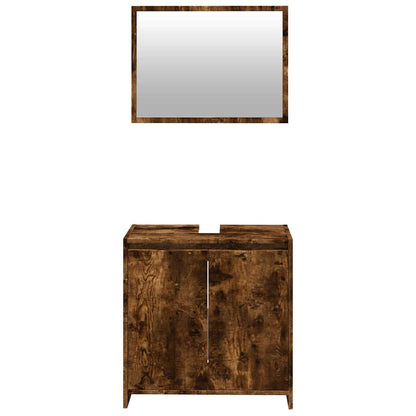 2 Piece Bathroom Furniture Set Smoked Oak Engineered Wood