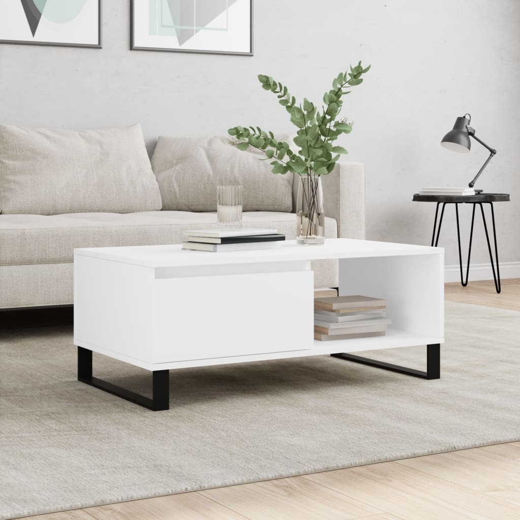 Coffee Table White 90x50x36.5 cm Engineered Wood