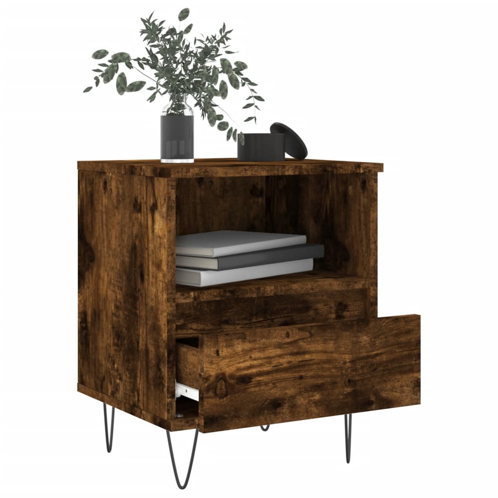 Bedside Cabinet Smoked Oak 40x35x50 cm Engineered Wood