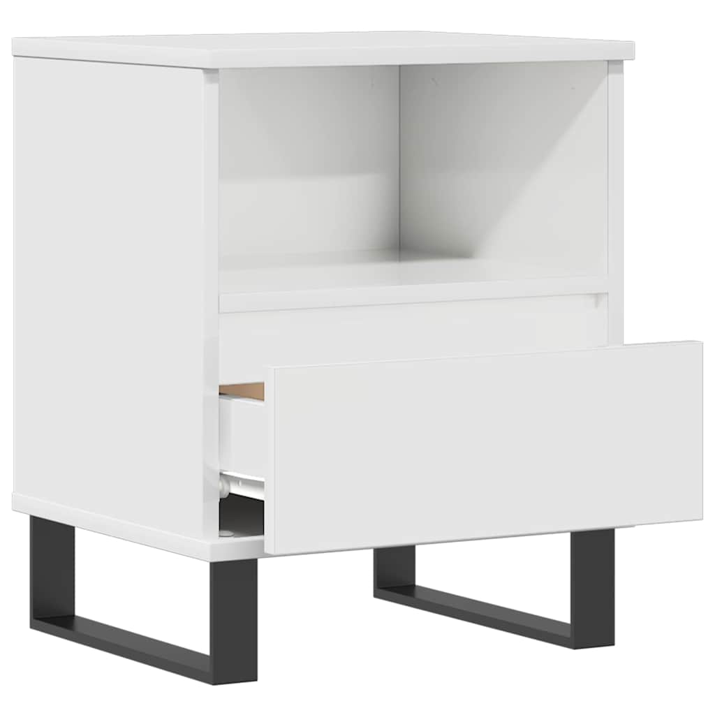 Bedside Cabinet High Gloss White 40x35x50 cm Engineered Wood