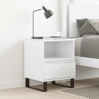 Bedside Cabinet High Gloss White 40x35x50 cm Engineered Wood