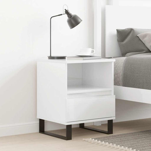 Bedside Cabinet High Gloss White 40x35x50 cm Engineered Wood