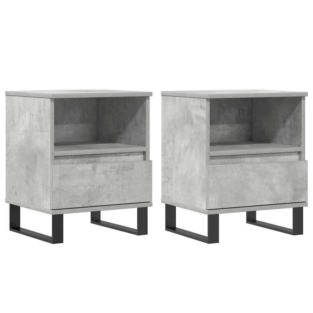 Bedside Cabinets 2 pcs Concrete Grey 40x35x50 cm Engineered Wood