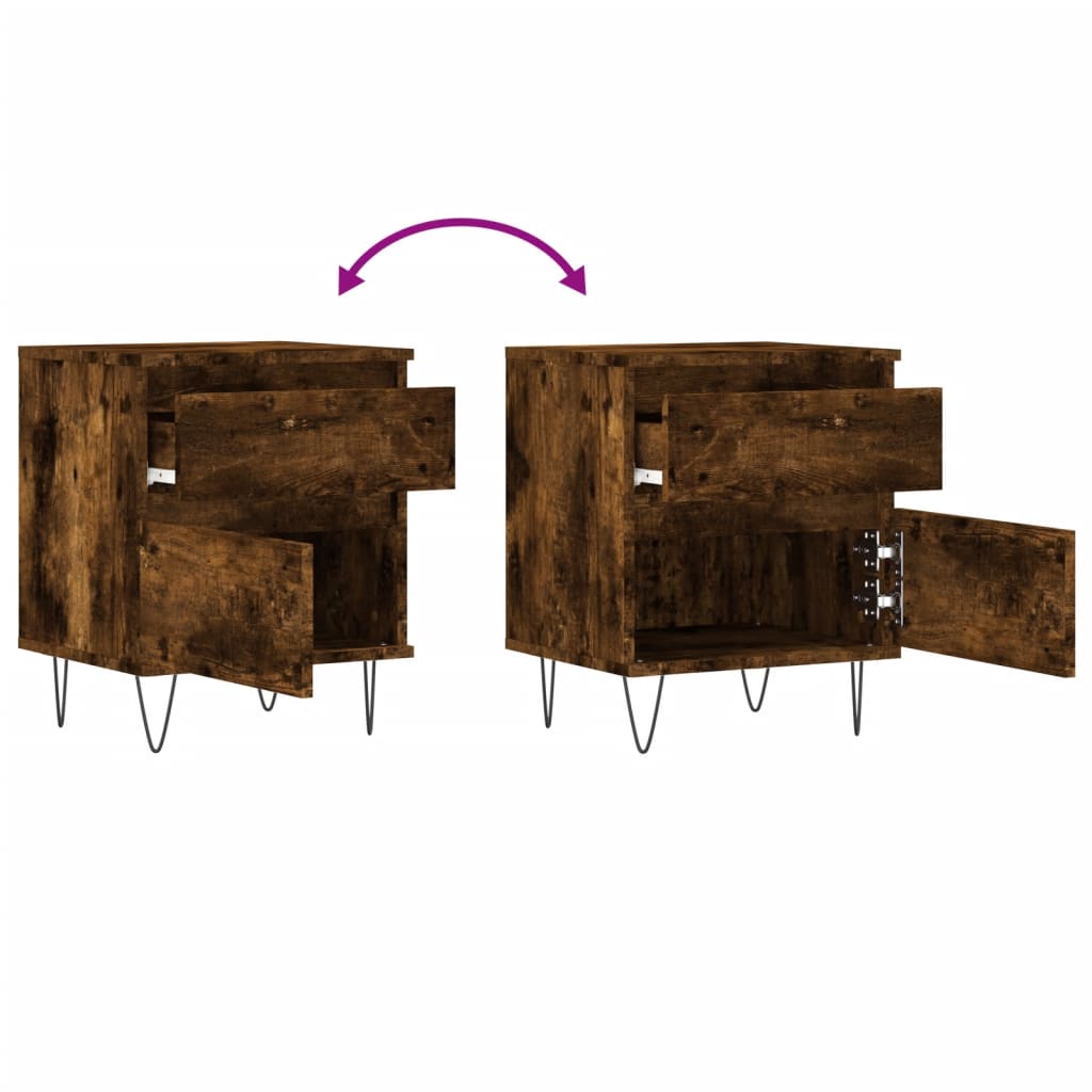 Bedside Cabinets 2 pcs Smoked Oak 40x35x50 cm Engineered Wood