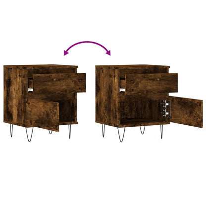 Bedside Cabinets 2 pcs Smoked Oak 40x35x50 cm Engineered Wood
