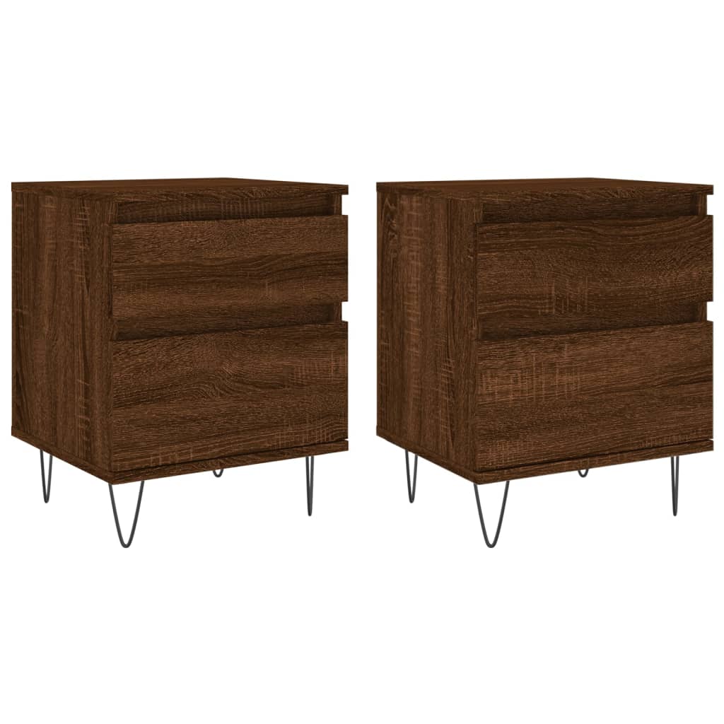Bedside Cabinets 2 pcs Brown Oak 40x35x50 cm Engineered Wood