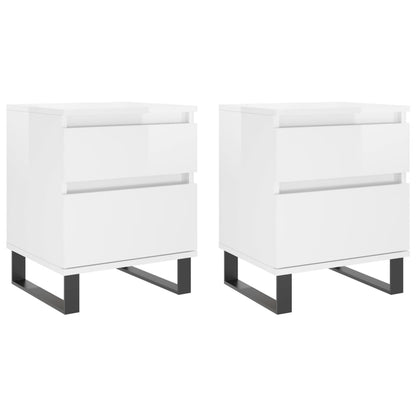 Bedside Cabinets 2 pcs High Gloss White 40x35x50 cm Engineered Wood