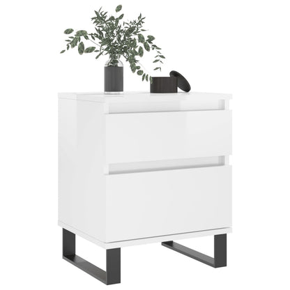 Bedside Cabinets 2 pcs High Gloss White 40x35x50 cm Engineered Wood