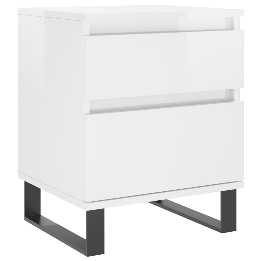 Bedside Cabinets 2 pcs High Gloss White 40x35x50 cm Engineered Wood