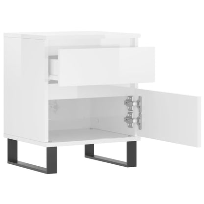Bedside Cabinets 2 pcs High Gloss White 40x35x50 cm Engineered Wood