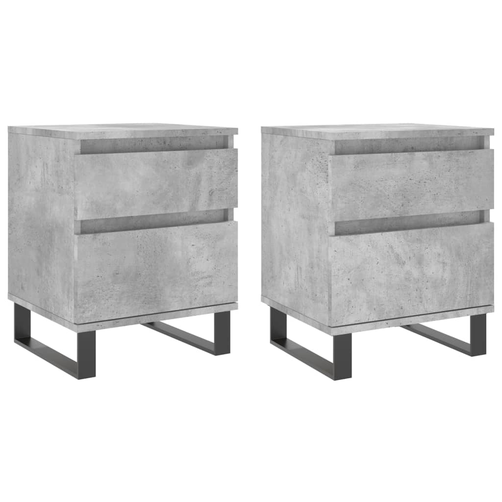 Bedside Cabinets 2 pcs Concrete Grey 40x35x50 cm Engineered Wood