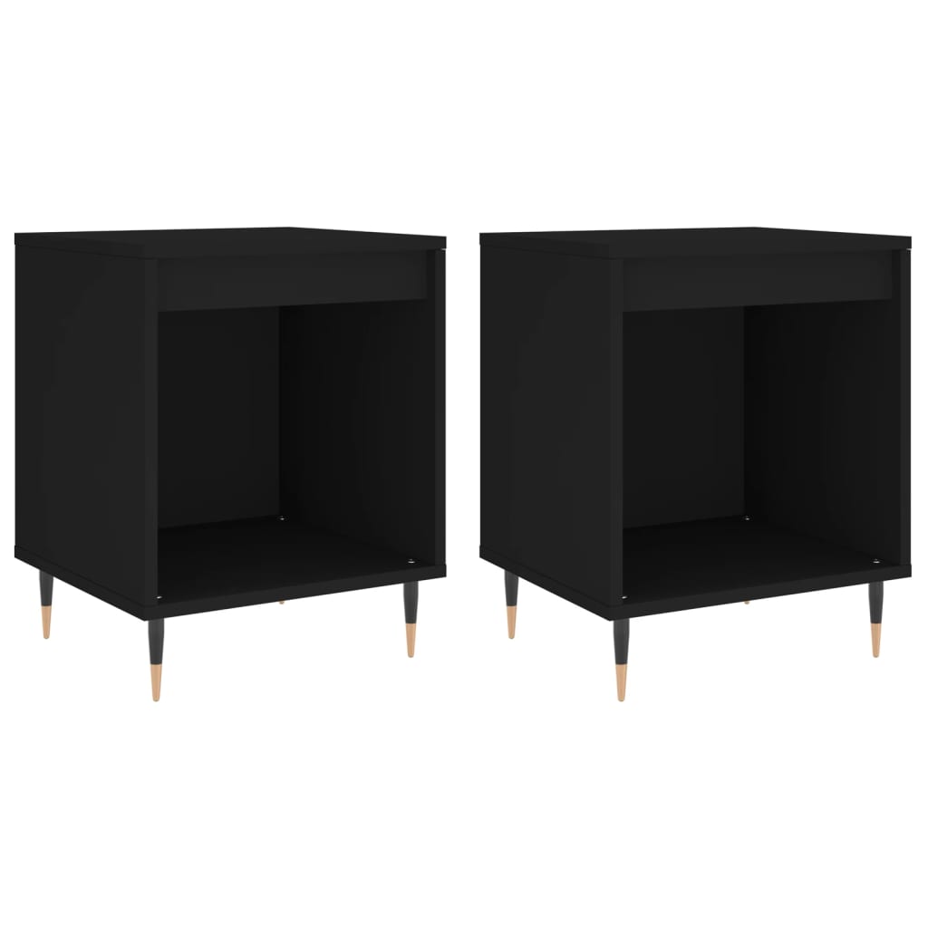 Bedside Cabinets 2 pcs Black 40x35x50 cm Engineered Wood