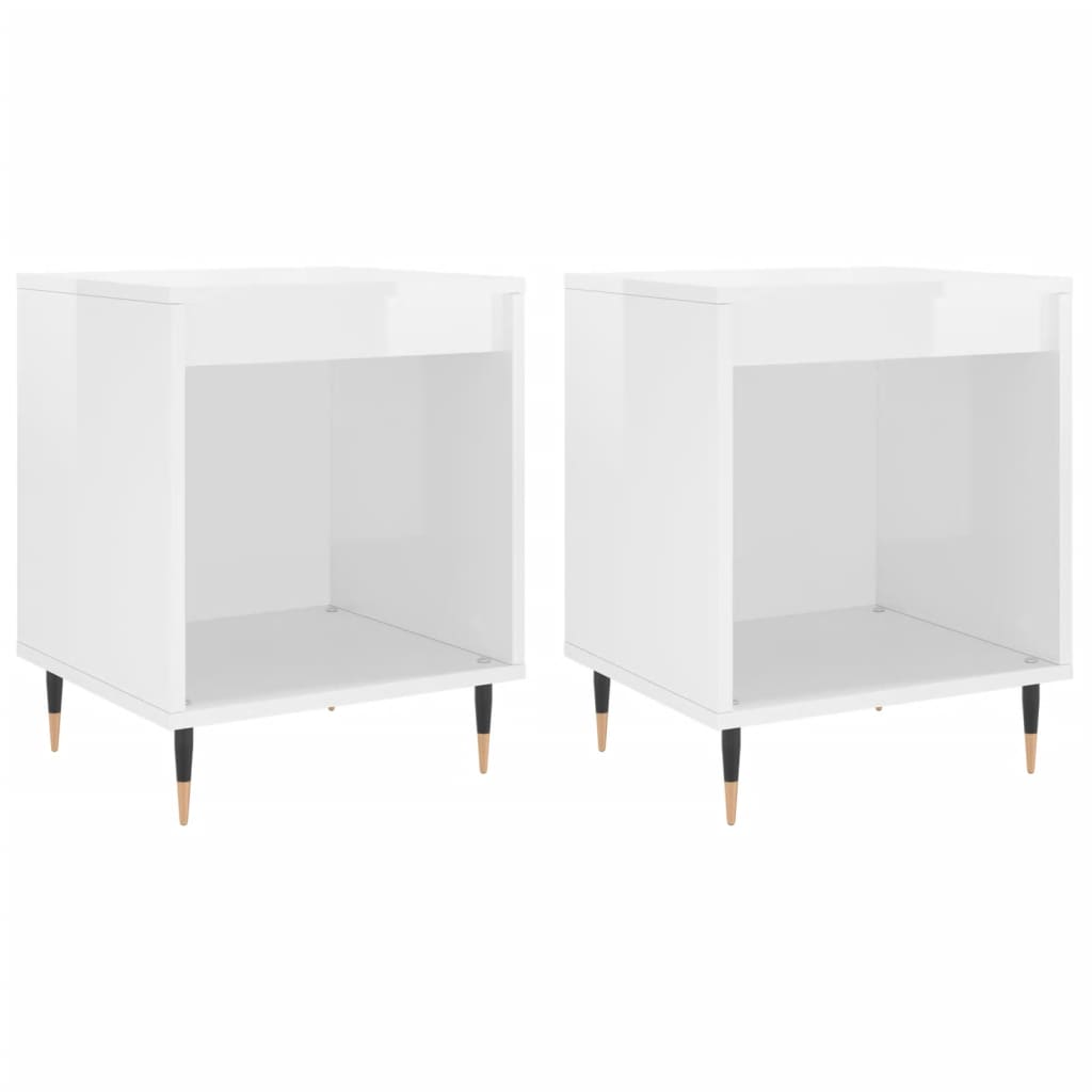 Bedside Cabinets 2 pcs High Gloss White 40x35x50 cm Engineered Wood