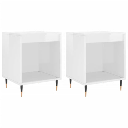 Bedside Cabinets 2 pcs High Gloss White 40x35x50 cm Engineered Wood