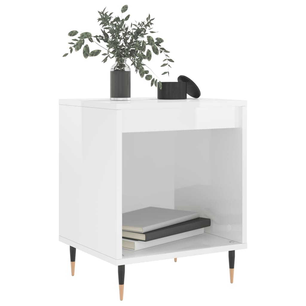 Bedside Cabinets 2 pcs High Gloss White 40x35x50 cm Engineered Wood